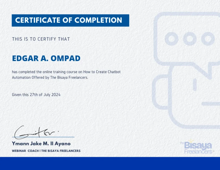 Certificate of Chatbot Automation