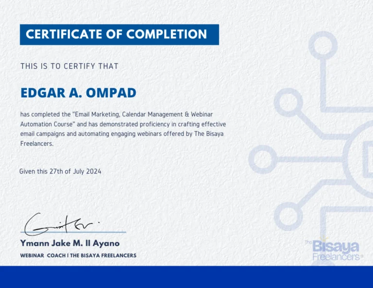 Certificate of Online Automation